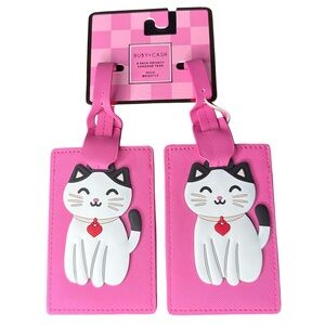 Pink Cat Travel Luggage Tags Set of Two